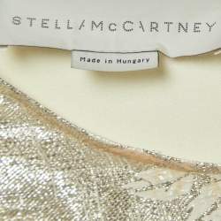 Pre Owned Stella McCartney Cream/Gold Brocade Full Sleeves Jumper Top M