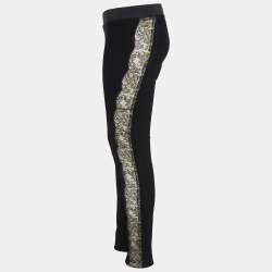 Pre Owned Stella McCartney Black Sheer Lace Side Trim Stretch Wool Trousers M