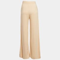 Pre Owned Stella McCartney Beige Crepe Wide Leg Pants XS