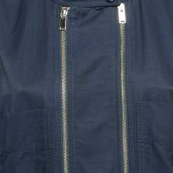 Pre Owned Stella McCartney Navy Blue Cotton Blend Zip Detailed Cargo Jumpsuit S