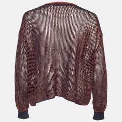 Pre Owned Stella McCartney Navy Blue Floral Patched Knit Sweater S