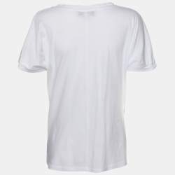 Stella McCartney White Cotton Natural Stones Detail V Neck T-Shirt S