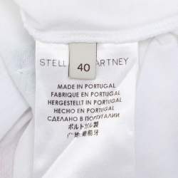 Stella McCartney White Cotton Natural Stones Detail V Neck T-Shirt S