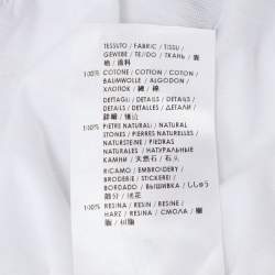 Stella McCartney White Cotton Natural Stones Detail V Neck T-Shirt S