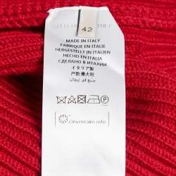 Pre Owned Stella McCartney Red Rib Knit Dolman Sleeve Asymmetric Sweater M