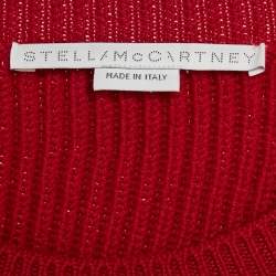 Pre Owned Stella McCartney Red Rib Knit Dolman Sleeve Asymmetric Sweater M