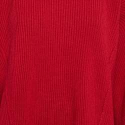 Pre Owned Stella McCartney Red Rib Knit Dolman Sleeve Asymmetric Sweater M