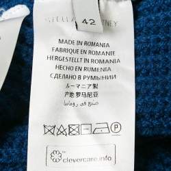 Stella McCartney Blue Rib Knit Asymmetrical Button Oversized Sweater M
