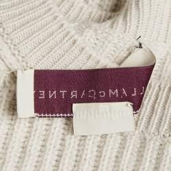 Pre Owned Stella McCartney Grey Lace Trim Rib Knit Asymmetric Sweater S