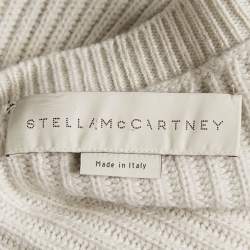 Pre Owned Stella McCartney Grey Lace Trim Rib Knit Asymmetric Sweater S