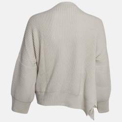 Pre Owned Stella McCartney Grey Lace Trim Rib Knit Asymmetric Sweater S