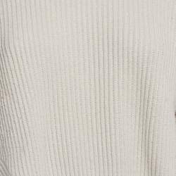 Pre Owned Stella McCartney Grey Lace Trim Rib Knit Asymmetric Sweater S