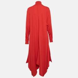 Stella McCartney Red Wool Turtle Neck Asymmetric Long Dress S