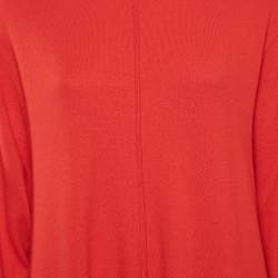 Stella McCartney Red Wool Turtle Neck Asymmetric Long Dress S