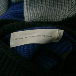 Pre Owned Victoria Victoria Beckham Multicolor Wool Color-Block Turtleneck Sweater S