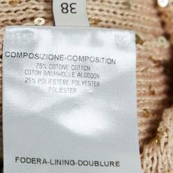 Pre Owned Stella McCartney Beige Sequined Crochet Knit Sweater Dress S