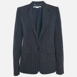 Pre Owned Stella Mccartney Navy Blue Striped Wool Single Breasted Blazer M