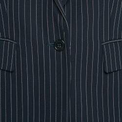 Pre Owned Stella Mccartney Navy Blue Striped Wool Single Breasted Blazer M
