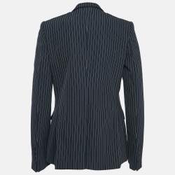 Pre Owned Stella Mccartney Navy Blue Striped Wool Single Breasted Blazer M