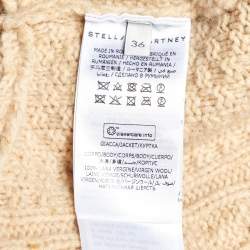 Stella McCartney Beige Cable Knit Wool Zip-Up Cardigan XS