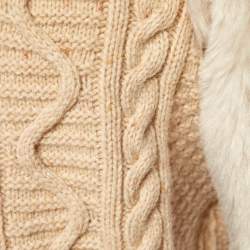 Stella McCartney Beige Cable Knit Wool Zip-Up Cardigan XS