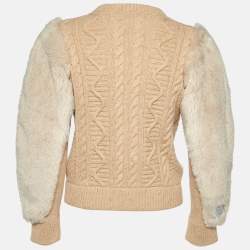 Stella McCartney Beige Cable Knit Wool Zip-Up Cardigan XS