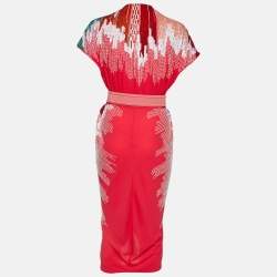 Stella McCartney Fuchsia Pink Embellished Crepe Wrap Dress L