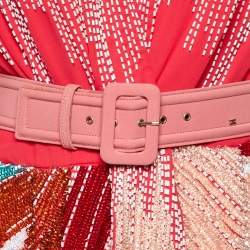 Stella McCartney Fuchsia Pink Embellished Crepe Wrap Dress L