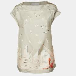Stella McCartney Beige Printed Silk Top S