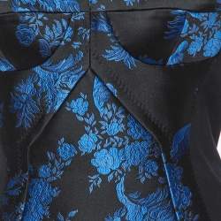 Stella McCartney Black Stretch Crepe Floral Jacquard Paneled Bustier Midi Dress S