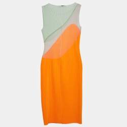 Stella McCartney Multicolor Plisse Paneled Midi Dress XS
