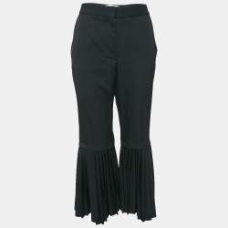 Stella McCartney Black Wool Pleated Wide Leg Pants M