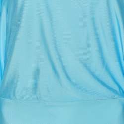 Pre Owned Stella McCartney Light Blue Jersey Cape-effect Asymmetric Long Dress M