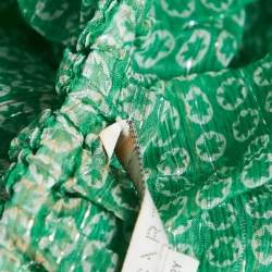 Stella McCartney Green Stars Print Lurex Georgette Ruffled Top M