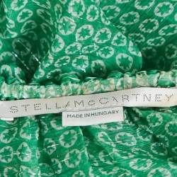 Stella McCartney Green Stars Print Lurex Georgette Ruffled Top M