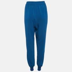 Stella McCartney Blue Crepe and Rib Knit Trim Joggers L