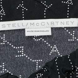 Pre Owned Stella McCartney Black Diagonal Logo Print Belted Midi Dress L