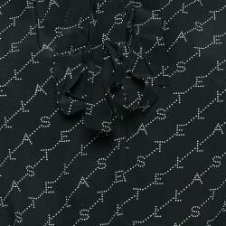 Pre Owned Stella McCartney Black Diagonal Logo Print Belted Midi Dress L