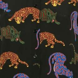 Stella McCartney Black Cats Print Silk Shirt Dress XS