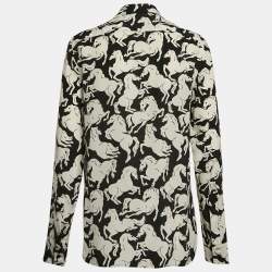 Pre Owned Stella McCartney Black All Over Horse Print Silk Shirt M