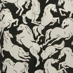 Pre Owned Stella McCartney Black All Over Horse Print Silk Shirt M