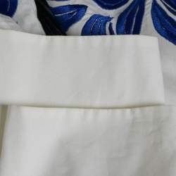 Pre Owned Stella McCartney White/Blue Embroidered Cotton Long Sleeve Shirt S