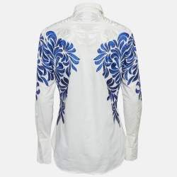 Pre Owned Stella McCartney White/Blue Embroidered Cotton Long Sleeve Shirt S