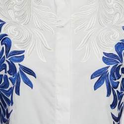 Pre Owned Stella McCartney White/Blue Embroidered Cotton Long Sleeve Shirt S
