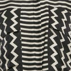 Pre Owned Stella McCartney Black/White Stripe Textured Silk Blouse M