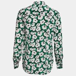 Pre Owned Stella McCartney Green Floral Print Silk Long Sleeve Shirt S