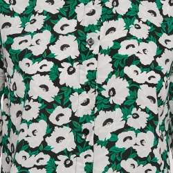 Pre Owned Stella McCartney Green Floral Print Silk Long Sleeve Shirt S