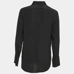 مملوكة مسبقًا Stella McCartney Black Floral Embroidered Silk Long Sleeve Shirt S