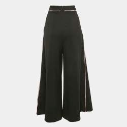 Pre Owned Stella McCartney Black Wool Pleated Wide Leg Pants S