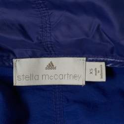 Adidas x Stella McCartney Blue Coated Nylon Cinched Waist Windbreaker Hoodie Jacket XS